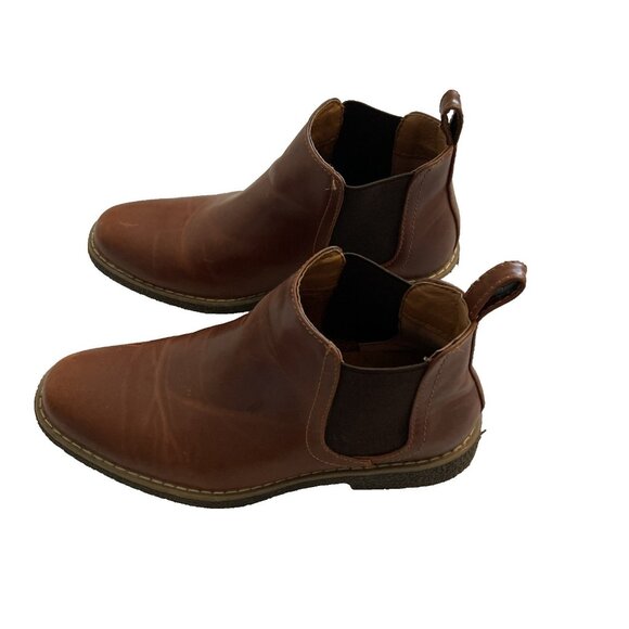 Deer Stags Boot Boys 3M Zane Chelsea Ankle Booties Brown Leather Almond Toe - Picture 5 of 9